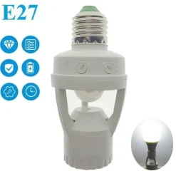 360° Bewegungssensor LED-Steckdosenschalter - Drehbarer Lampensockel