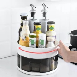 360° drehbarer Gewürzregal-Organizer – praktische Aufbewahrungslösung für die Küche