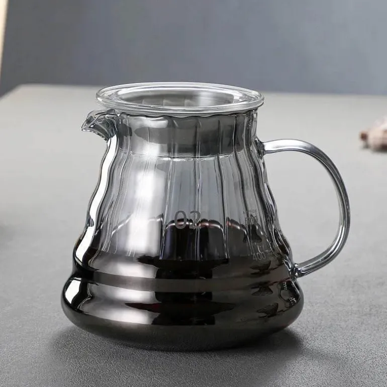 600 ml Kaffeekaraffe aus Glas – Übergießkanne mit Gummideckel für frischen Aufguss
