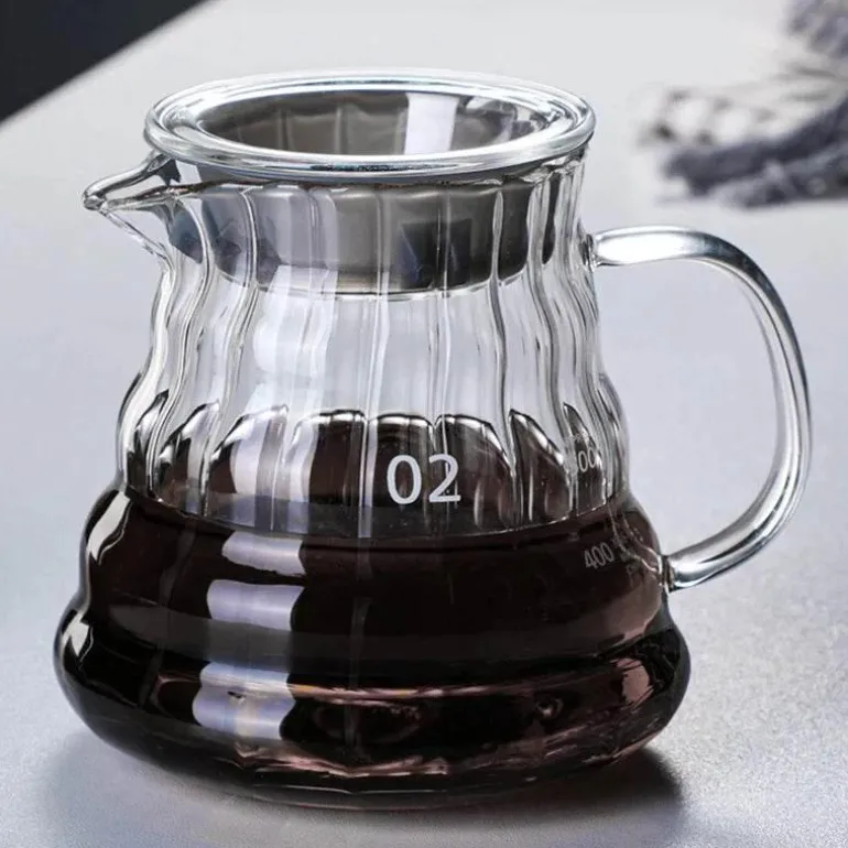 600 ml Kaffeekaraffe aus Glas – Übergießkanne mit Gummideckel für frischen Aufguss
