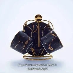 200 ml Teeservice aus Marmorkeramik mit Löffel und Untertasse