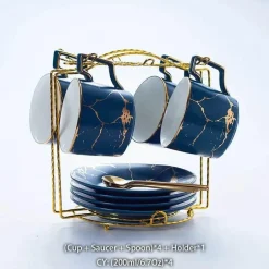 200 ml Teeservice aus Marmorkeramik mit Löffel und Untertasse