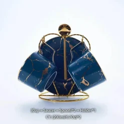 200 ml Teeservice aus Marmorkeramik mit Löffel und Untertasse