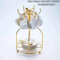 200 ml Teeservice aus Marmorkeramik mit Löffel und Untertasse