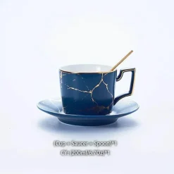 200 ml Teeservice aus Marmorkeramik mit Löffel und Untertasse