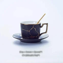 200 ml Teeservice aus Marmorkeramik mit Löffel und Untertasse