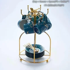 200 ml Teeservice aus Marmorkeramik mit Löffel und Untertasse