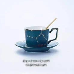 200 ml Teeservice aus Marmorkeramik mit Löffel und Untertasse