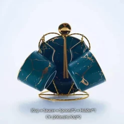 200 ml Teeservice aus Marmorkeramik mit Löffel und Untertasse