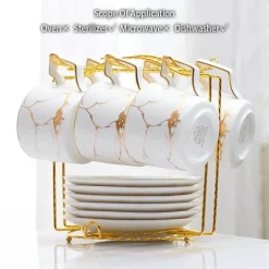 200 ml Teeservice aus Marmorkeramik mit Löffel und Untertasse