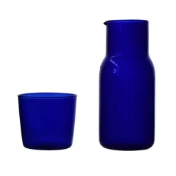 550 ml Wasserkaraffe mit Glas-Set für den Nachttisch – Blau, Bernstein, Blaugrün, Grau