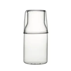 550 ml Wasserkaraffe mit Glas-Set für den Nachttisch – Blau, Bernstein, Blaugrün, Grau