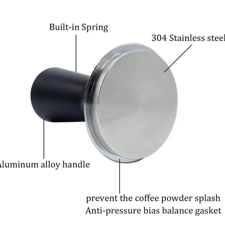 51 mm Espresso-Kaffeestampfer mit Edelstahlbasis und Federgriff