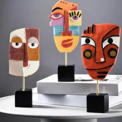 Abstrakte Gesichtsskulptur – moderner Pop-Art-Wohndekor-Akzent
