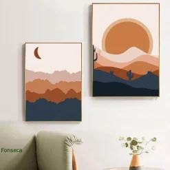 Abstrakter Boho Landschaftskunstdruck - Moderne Wanddekoration