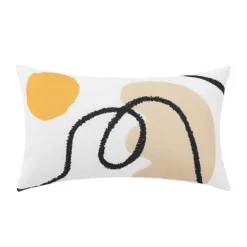 Abstrakter geometrischer Kissenbezug aus Baumwollleinen - Dekohülle im nordischen Stil