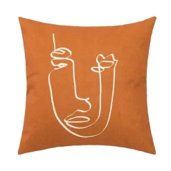 Abstrakter geometrischer Kissenbezug aus Baumwollleinen - Dekohülle im nordischen Stil