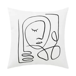 Abstrakter geometrischer Kissenbezug aus Baumwollleinen - Dekohülle im nordischen Stil