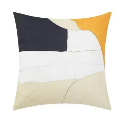 Abstrakter geometrischer Kissenbezug aus Baumwollleinen - Dekohülle im nordischen Stil