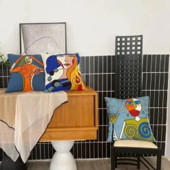 Abstrakter Picasso-Kissenbezug – 45 x 45 cm, dekoratives Dekokissen für Sofa und Auto