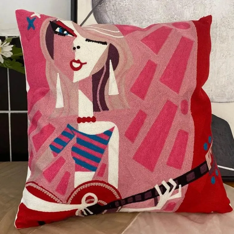 Abstrakter Picasso-Kissenbezug – 45 x 45 cm, dekoratives Dekokissen für Sofa und Auto
