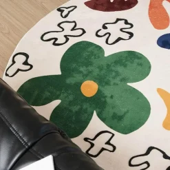 Abstrakter runder Teppich - Dekorative Kunstmatte