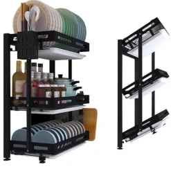 Abtropfgestell aus Edelstahl, faltbar, Küchen-Trockengestell