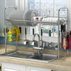 Abtropfgestell aus Edelstahl – Küchenorganizer für Geschirr und Utensilien