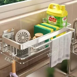 Abtropfgestell für Küchenspüle aus Aluminium – Schwamm-Organizerkorb