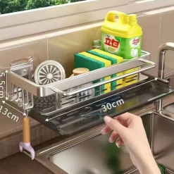 Abtropfgestell für Küchenspüle aus Aluminium – Schwamm-Organizerkorb