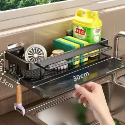 Abtropfgestell für Küchenspüle aus Aluminium – Schwamm-Organizerkorb