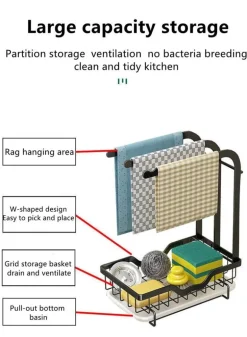 Abtropfgestell mit Abtropffläche – platzsparender Küchen-Organizer