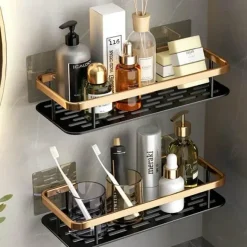 Aluminium-Badezimmer-Eckregal mit Handtuchhalter – platzsparende Aufbewahrungslösung