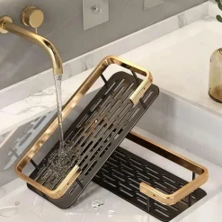 Aluminium-Badezimmer-Eckregal mit Handtuchhalter – platzsparende Aufbewahrungslösung