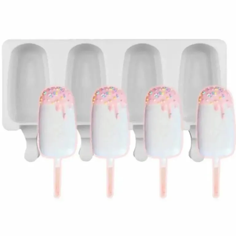 Antihaftbeschichtete Eisform für Stieleis - Eiscreme-Maschinen-Set mit 4 Mulden