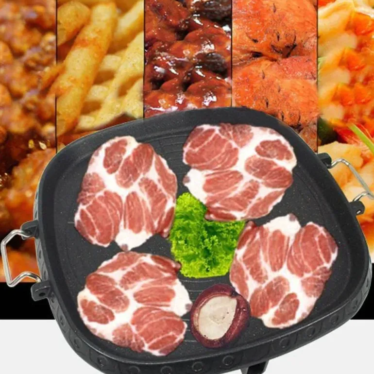 Antihaftbeschichtete koreanische BBQ-Grillpfanne – doppellagig, für drinnen und draußen