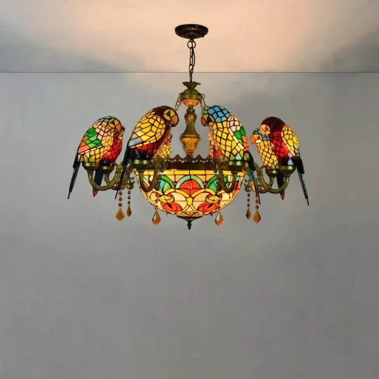 Antike Papageien-Kronleuchterlampe - Vintage-Beleuchtungskörper