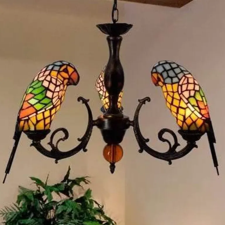 Antike Papageien-Kronleuchterlampe - Vintage-Beleuchtungskörper