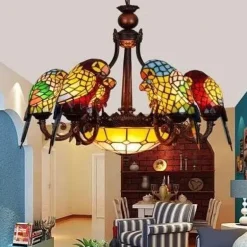 Antike Papageien-Kronleuchterlampe - Vintage-Beleuchtungskörper
