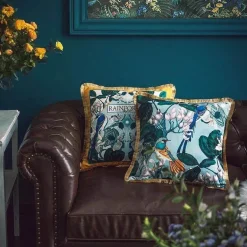 Antiker Samtkissenbezug - Chinesisches Regenwald-Kunstdekor