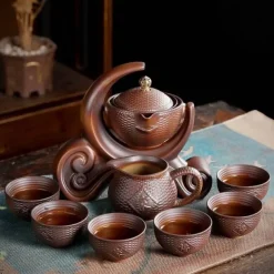 Antikes chinesisches Teekannenset aus Porzellan – einzigartiges Vintage-Design
