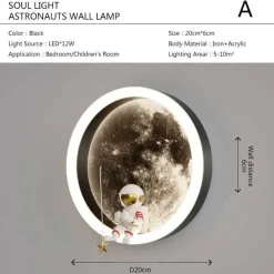 Astronauten-Mond-Wandleuchte – Weltraum-Dekor