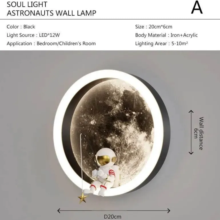 Astronauten-Mond-Wandleuchte – Weltraum-Dekor