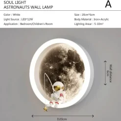 Astronauten-Mond-Wandleuchte – Weltraum-Dekor