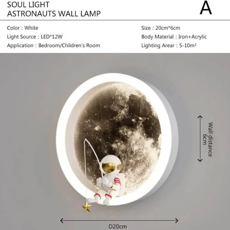 Astronauten-Mond-Wandleuchte – Weltraum-Dekor