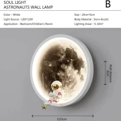 Astronauten-Mond-Wandleuchte – Weltraum-Dekor