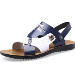 Atmungsaktive Strandpantoffeln aus Leder – modische Sommerschuhe für Herren