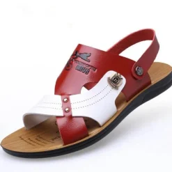 Atmungsaktive Strandpantoffeln aus Leder – modische Sommerschuhe für Herren