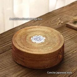 Aufbewahrungsbox aus Rattan – dekorativer Küchen-Organizerkorb mit Deckel