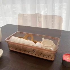 Aufbewahrungsbox für Teeservice – Organizer-Etui mit Deckel und Löffel